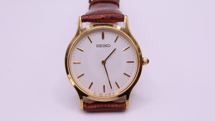 Seiko - Gold Plated Ultra Slim Dress Watch - 7N00-8A90 Stunning !-Welwyn Watch Parts