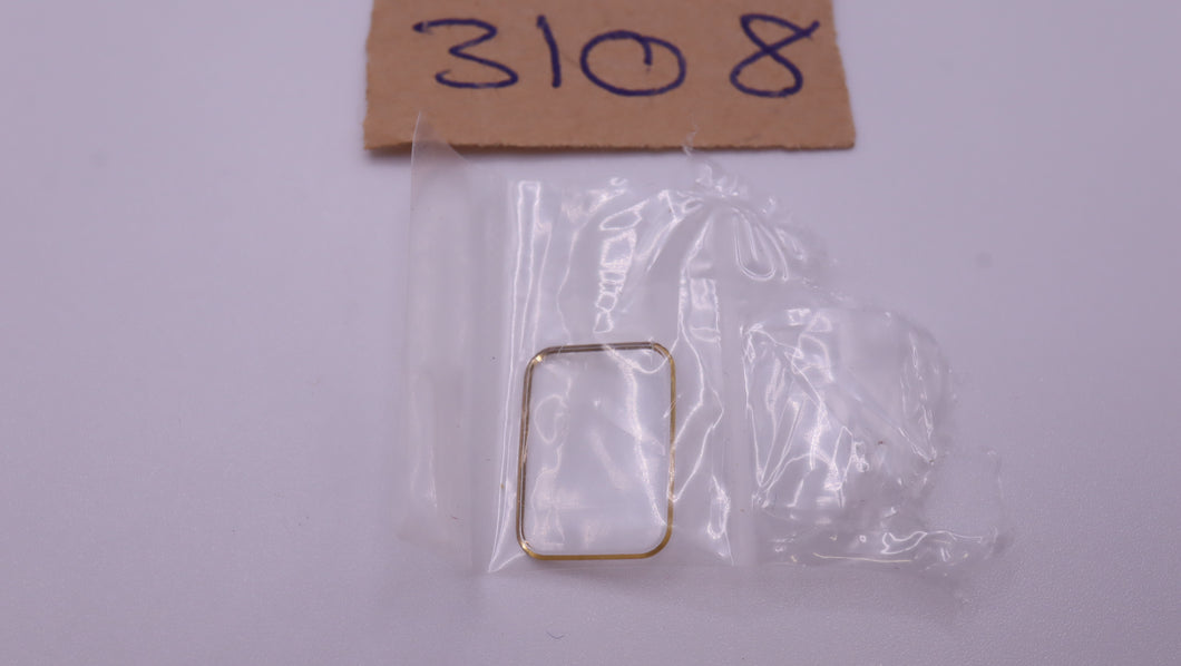 Rotary Watch Glass - Mineral - Gold Trim Ladies - Ref 3108 - 10x14mm-Welwyn Watch Parts