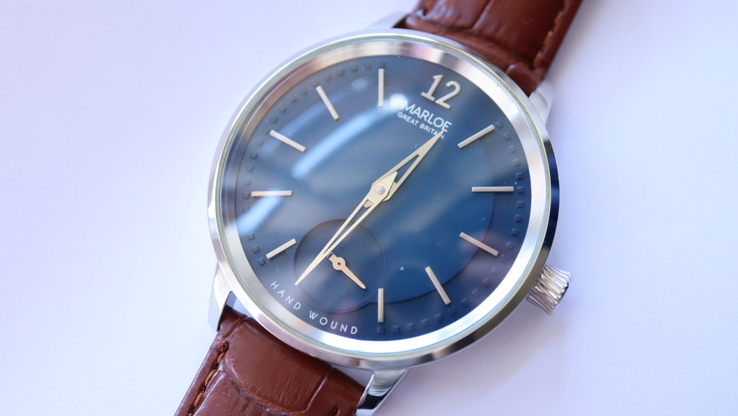 Marloe - Cherwell - Blue Dial ( Kickstarter Edition ) Manual Wind Watch - Chinese 6498 Clone ( ST36 )-Welwyn Watch Parts