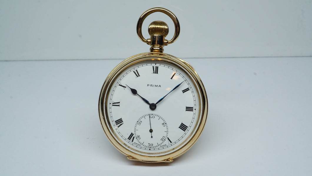 Prima Revue Pocket Watch - ALD Dennison Gold Plated Moon Casing-Welwyn Watch Parts