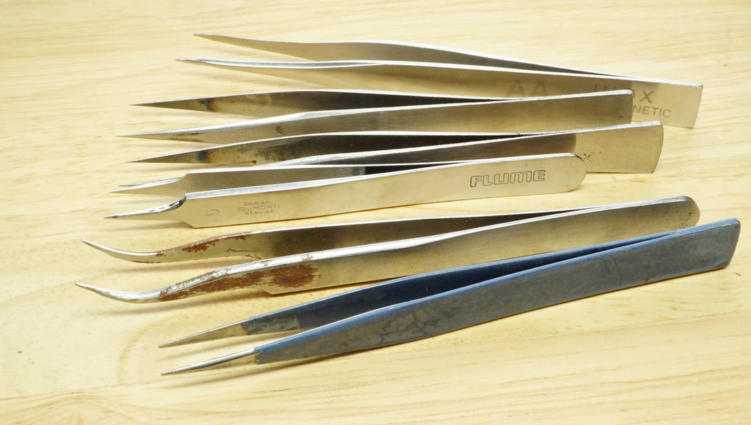 Mixed Selection of Used Tweezers - Dumont & Others-Welwyn Watch Parts