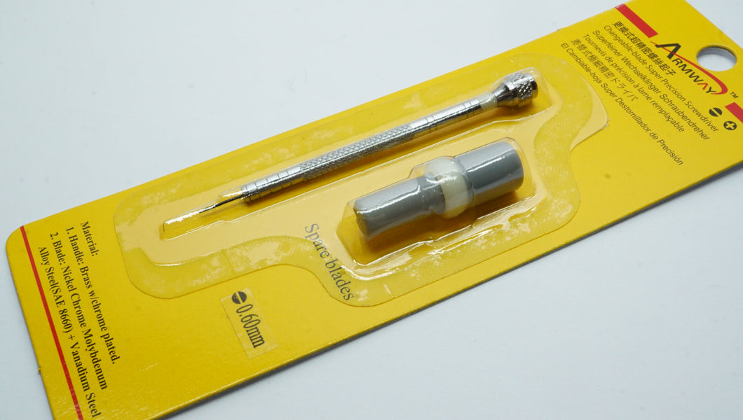 Watchmakers Screwdriver - Swiss Style - 0.60mm + Spare Blade-Welwyn Watch Parts