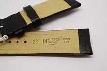 Hirsh Buffalo Black Leather Strap - 22mm - NOS - Chrome Buckle-Welwyn Watch Parts