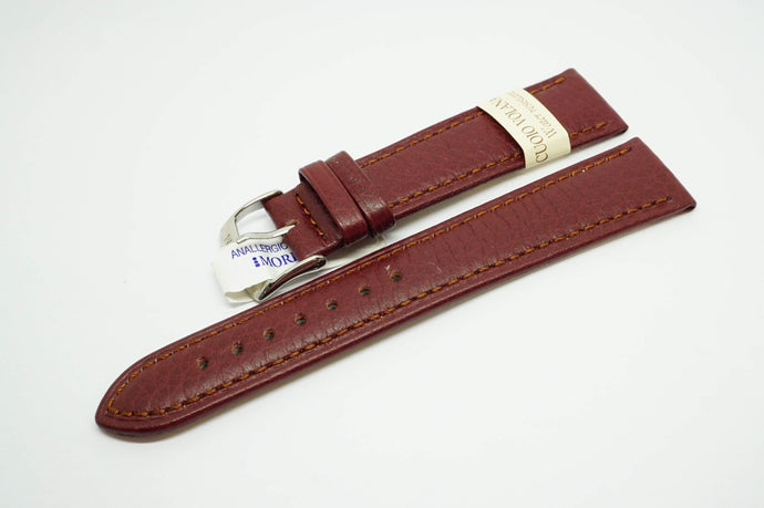 Morellato Italian Leather Strap - Burgundy/Brown - 20mm-Welwyn Watch Parts
