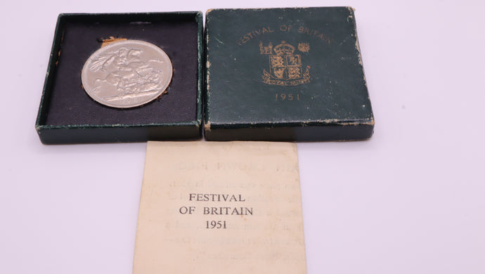 Festival Of Britain 1951 - 5 Shilling Coin - Boxed/Very Good Condition-Welwyn Watch Parts