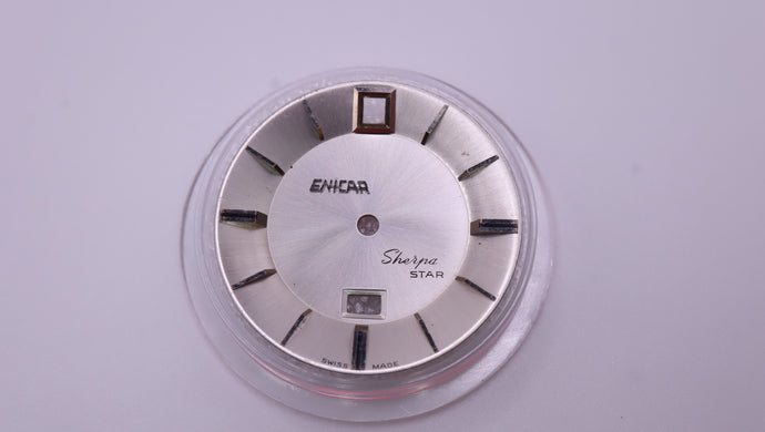 Enicar - Sherpa Star Silver Watch Dial - 28.8mm - NOS-Welwyn Watch Parts