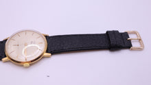 Tressa Ultra Flex - Thin Gents Wristwatch - GP - Black Leather Strap-Welwyn Watch Parts