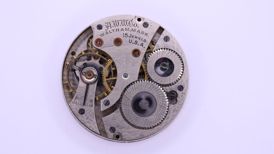 Waltham 1908 16s Pocket Watch Movement - Good Balance - Jewelled