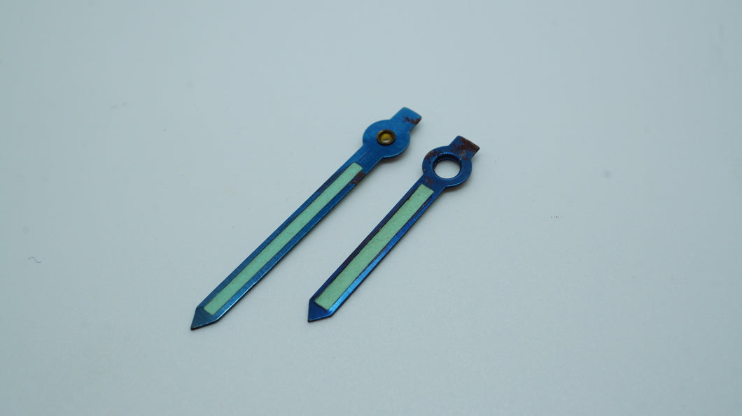Enicar Travel Clock Hands - Blued with Lume Fil - NOS-Welwyn Watch Parts