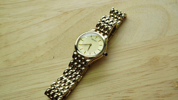 Seiko Gold Plated Ladies Watch - Sapphire Glass - Model 1N00-0BV0-Welwyn Watch Parts