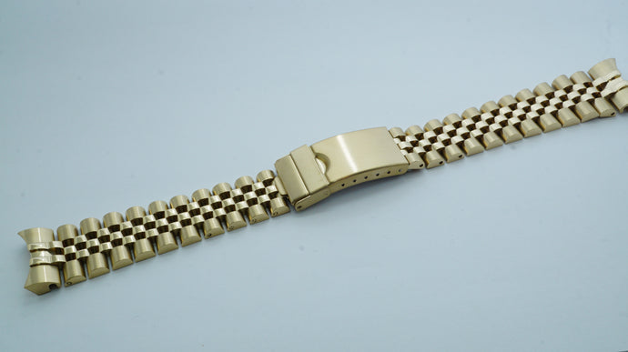 Rolex Jubilee Style Bracelet - 20mm Gold Plated - Solid Curved End Links-Welwyn Watch Parts