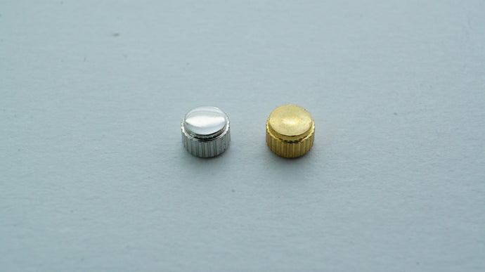 Japan/Seiko Style Watch Crowns - Steel & Gold Plated - 3x2x1.6-Welwyn Watch Parts