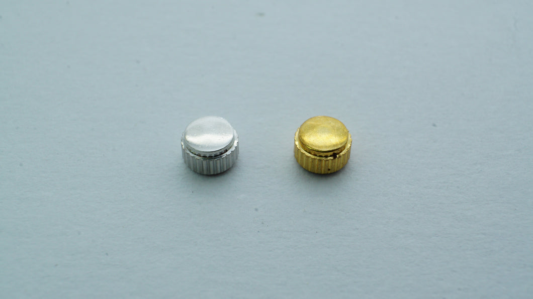 Japan/Seiko Style Watch Crowns - Steel & Gold Plated - 3.5 x 2.2 x 2.0-Welwyn Watch Parts