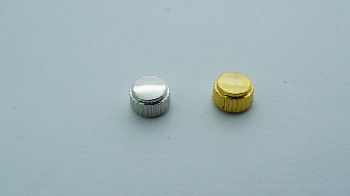 Japan/Seiko Style Watch Crowns - Steel & Gold Plated - 4.0 x 2.4 x 2.0-Welwyn Watch Parts