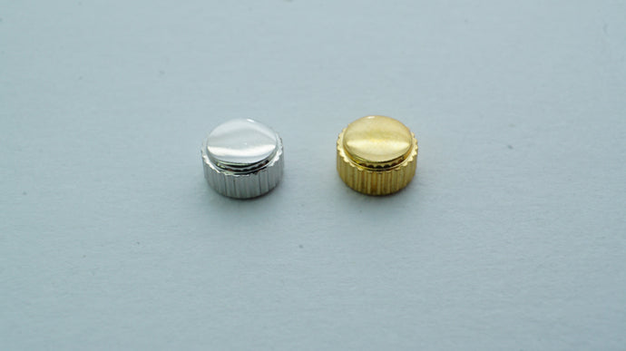 Japan/Seiko Style Watch Crowns - Steel & Gold Plated - 4.5 x 3.0 x 2.5-Welwyn Watch Parts