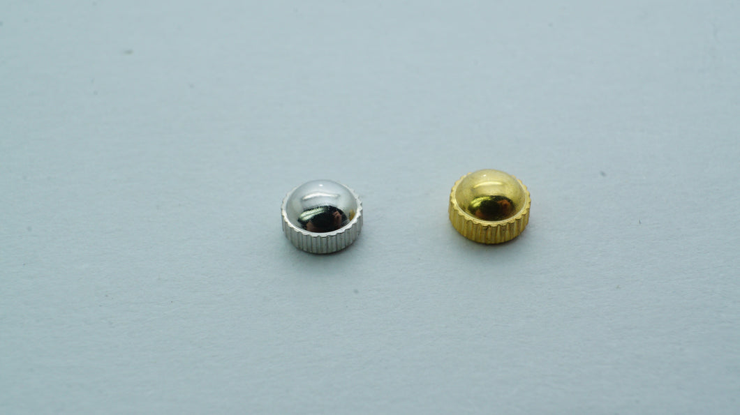 Japan/Seiko Style Watch Crowns - Steel & Gold Plated - 4.0 x 2.5 x 2.0-Welwyn Watch Parts