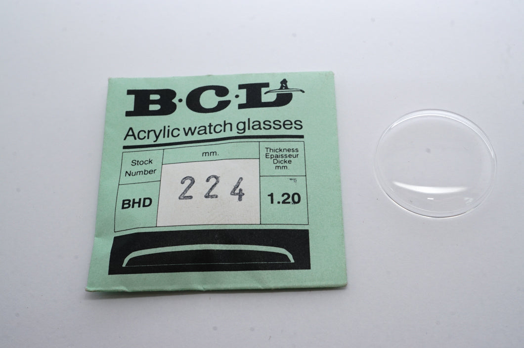 BCL Acrylic Watch Glass - BHD - 1.20mm Thick - Various Sizes-Welwyn Watch Parts