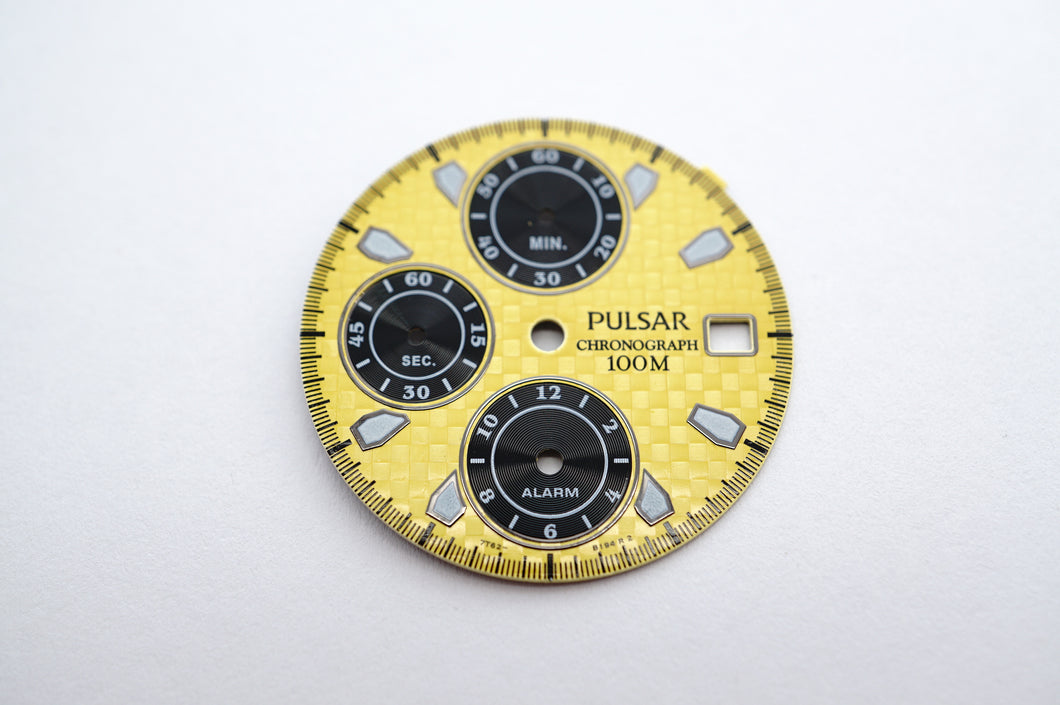 Pulsar Yellow Carbon Chrono 100m Dial - 27.5mm-Welwyn Watch Parts