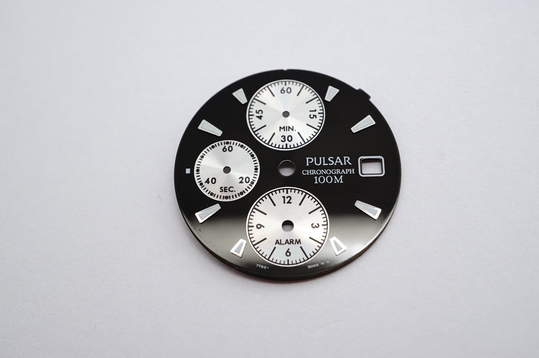 Pulsar Black/Silver Chrono 100m Dial - 27.5mm-Welwyn Watch Parts