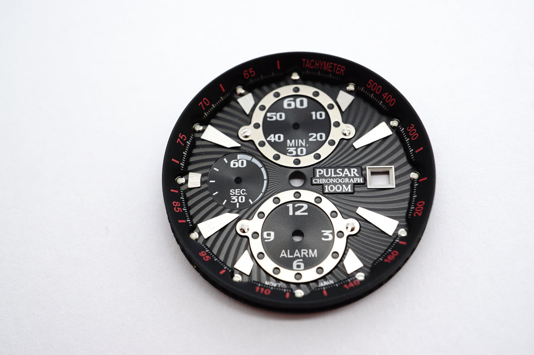 Pulsar Black Swirl Chrono 100m Dial - 32mm-Welwyn Watch Parts