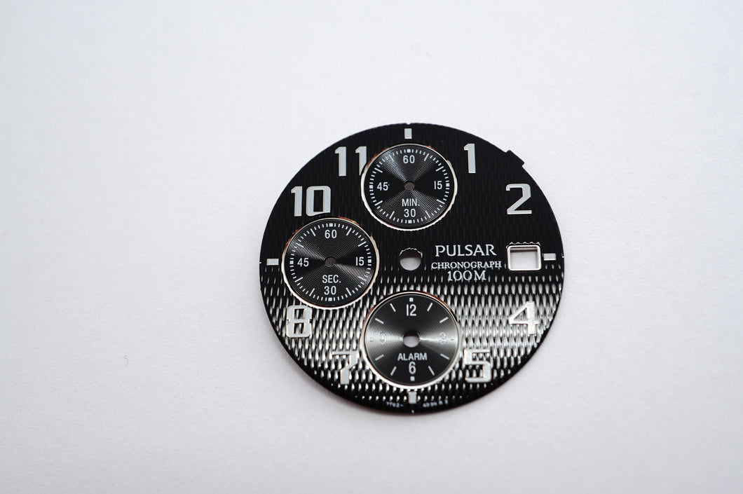 Pulsar Black Cloth Crosshair Chrono 100m Dial - 28mm-Welwyn Watch Parts