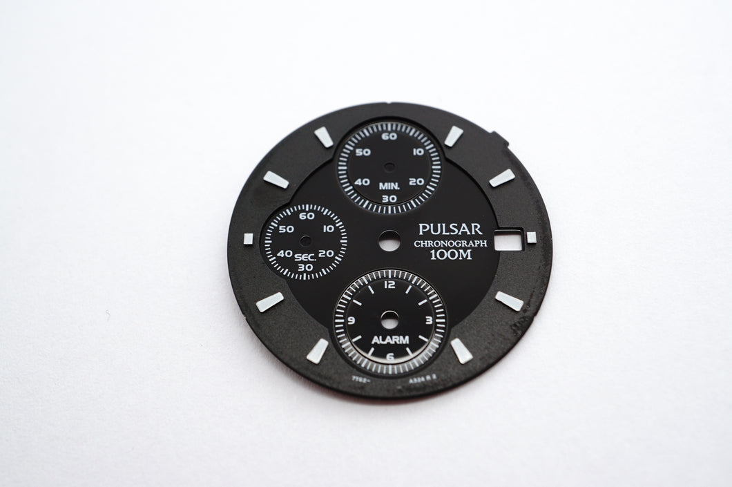 Pulsar Black Sunken Chrono 100m Dial - 28mm-Welwyn Watch Parts