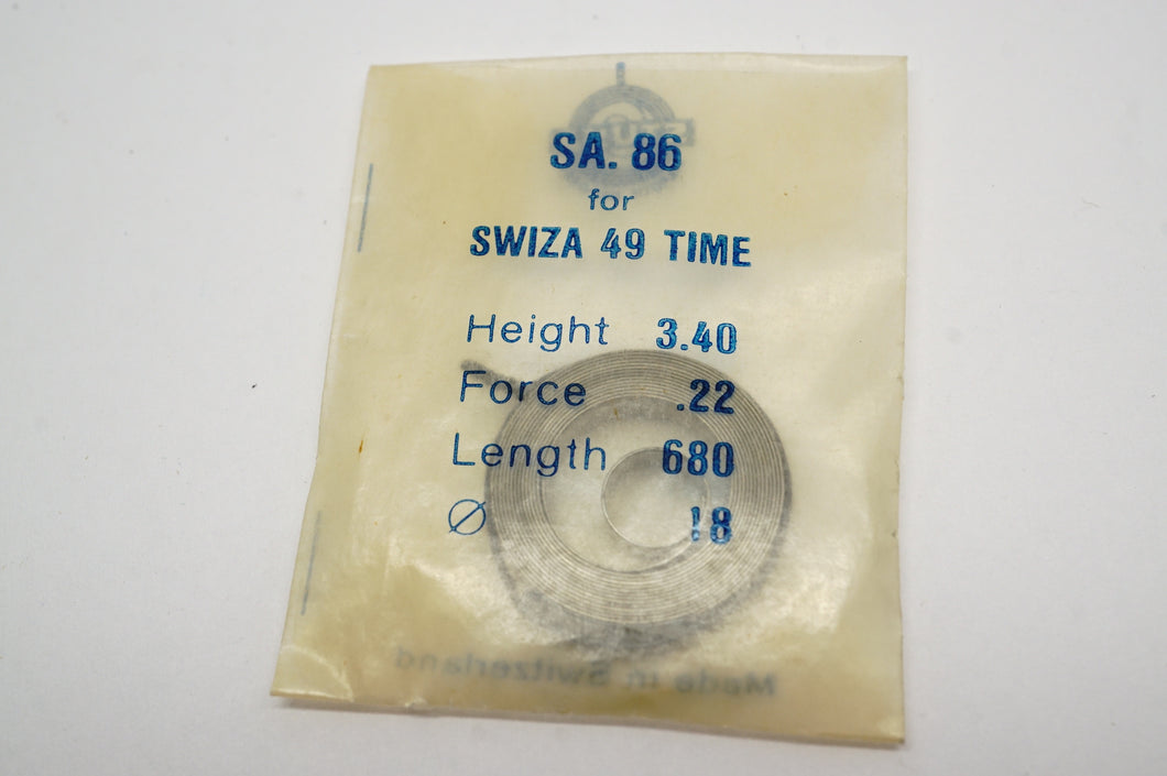 Swiza 49 Time - Clock Mainspring - SA86-Welwyn Watch Parts
