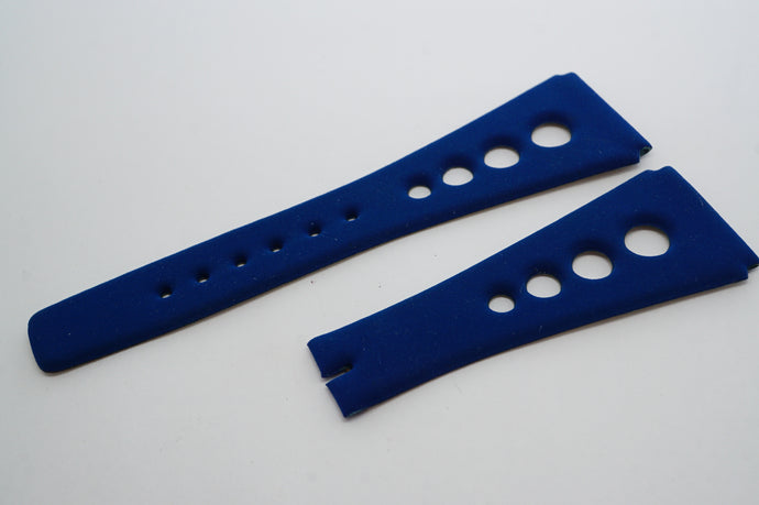 Corfam Grand Prix - Blue Suede - NOS Original - R22mm-Welwyn Watch Parts