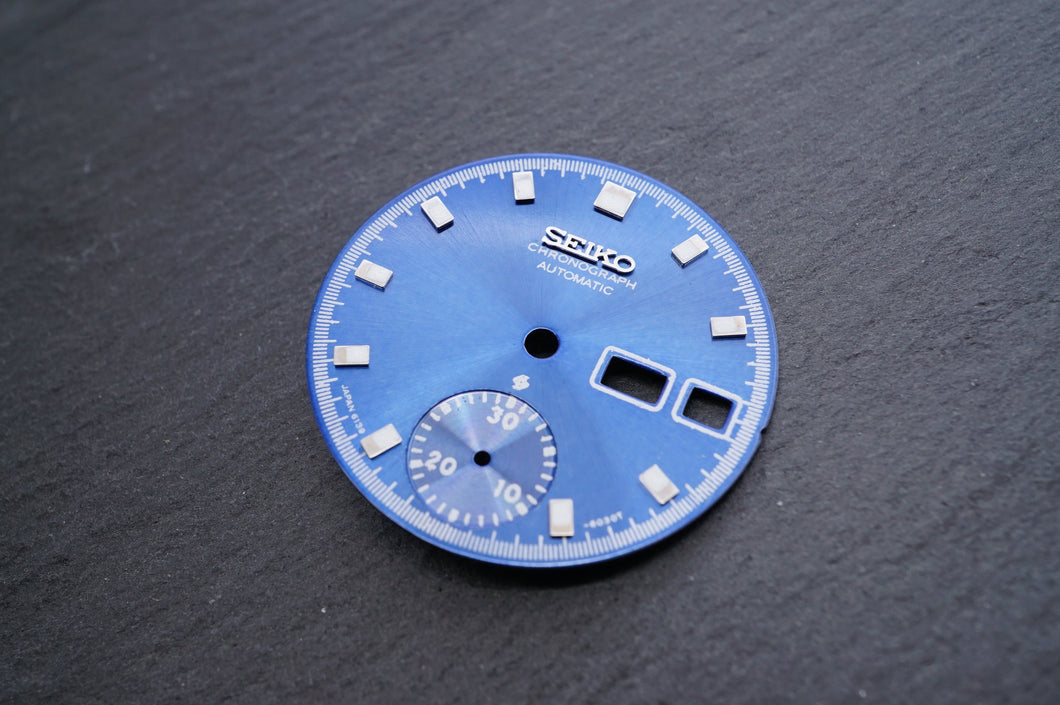 Seiko Chronograph 6139 B - Aftermarket Dial - Blue-Welwyn Watch Parts