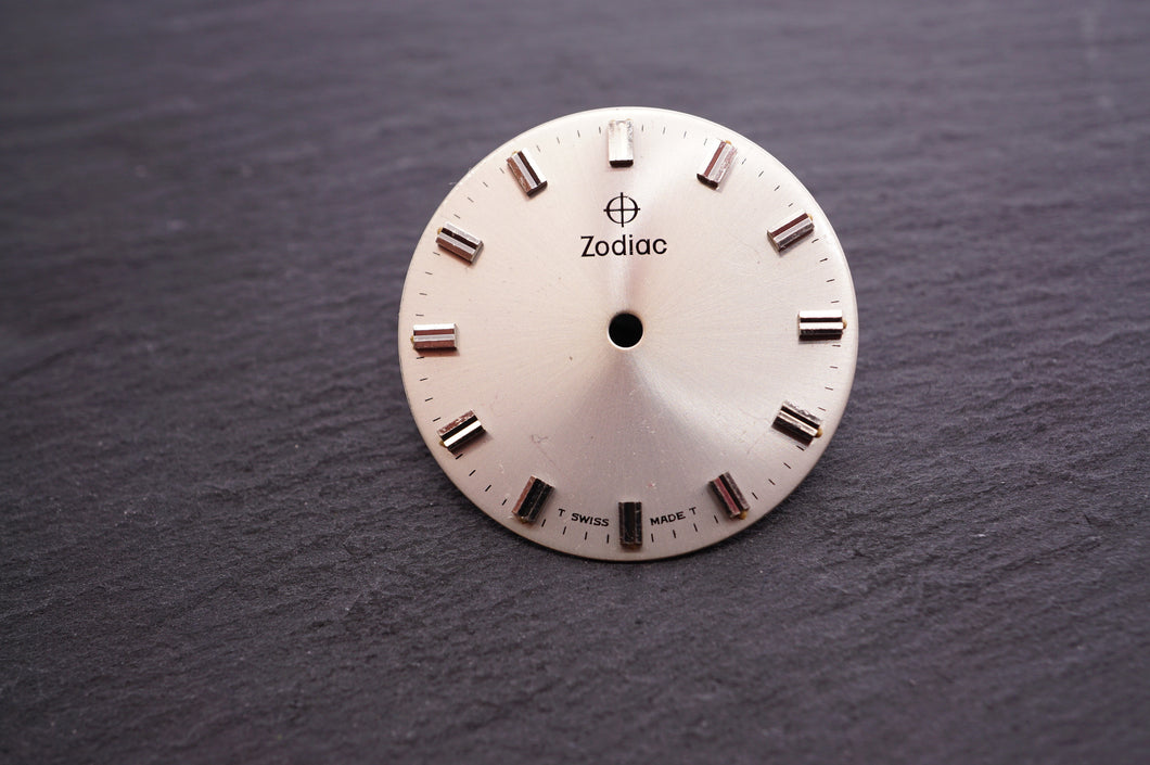 Zodiac Dial - Silver Plain w Batons - 27mm-Welwyn Watch Parts