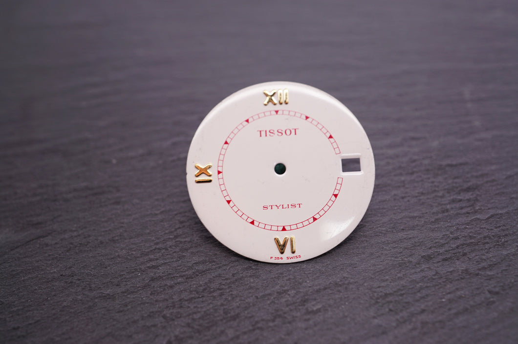 Tissot - Stylist White/Red Dial - 27mm-Welwyn Watch Parts