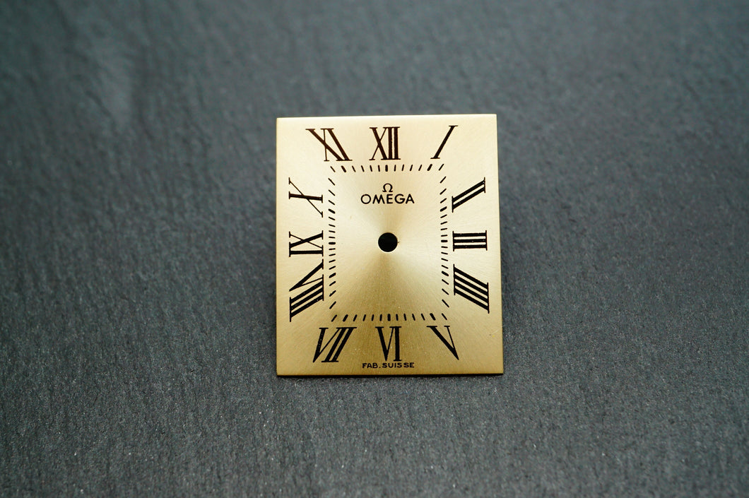 Omega Gold Sunburst Rectangular Dial - Roman Numerals - 20.5x17.6mm-Welwyn Watch Parts