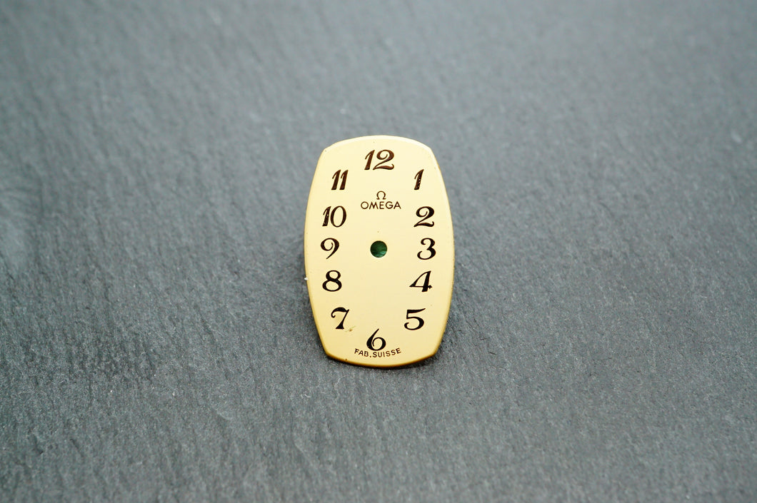 Omega Gold Oblong Dial - Arabic Numerals - 12x19mm-Welwyn Watch Parts