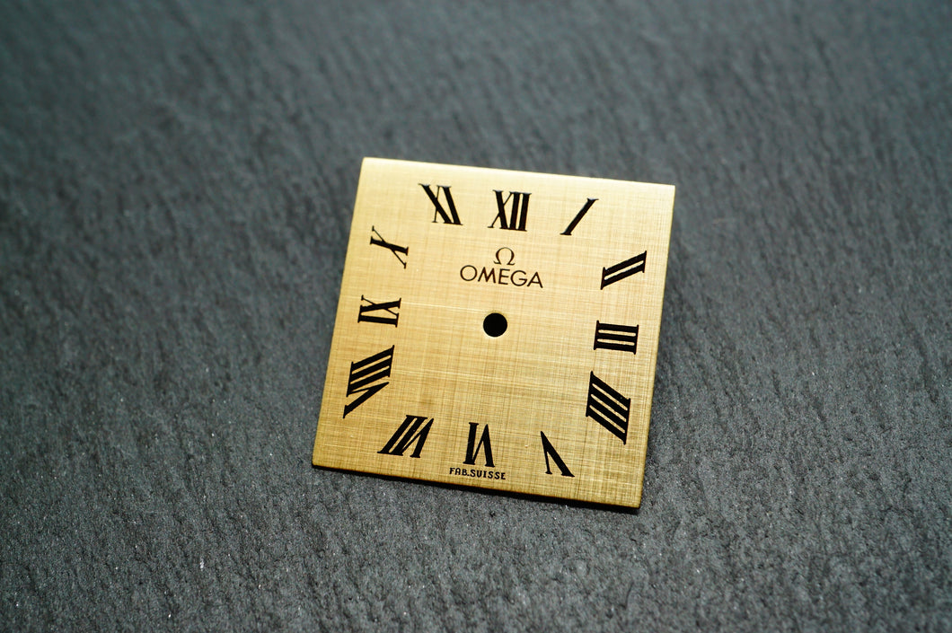 Omega Gold Cloth Square Dial - Roman Numerals - 20x20mm-Welwyn Watch Parts