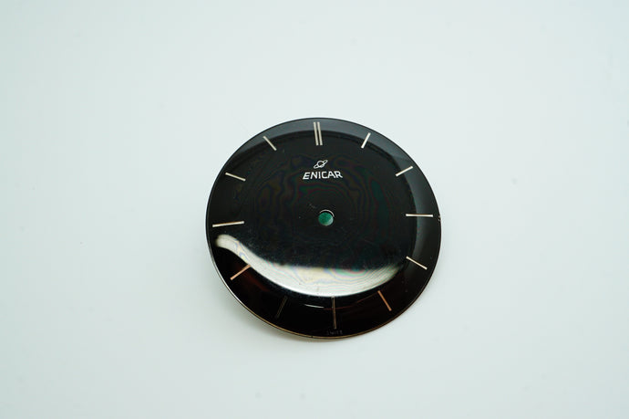 Enicar Black Gloss - NOS Dial - 29.5mm-Welwyn Watch Parts