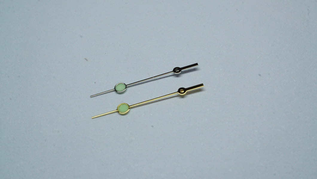 Steel & Gold Lollipop Hands - Short Point 0.25mm X 12.5mm-Welwyn Watch Parts