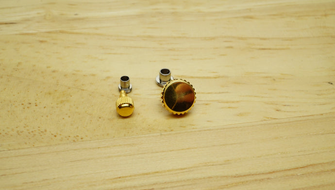 Screw Down Crowns - Gold Plated Crown + Tube - Various Sizes-Welwyn Watch Parts