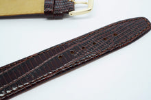 Calf Leather Lizard Grain Strap - Dark Brown w GP Buckle - New !-Welwyn Watch Parts