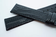Calf Leather Lizard Grain Strap - Black w GP Buckle - New !-Welwyn Watch Parts