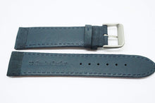 Dark Blue Ribbed Strap w White Stitching - Steel Buckle - New !!-Welwyn Watch Parts