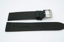 Black Ribbed Strap w White Stitching - Steel Buckle - New !!-Welwyn Watch Parts