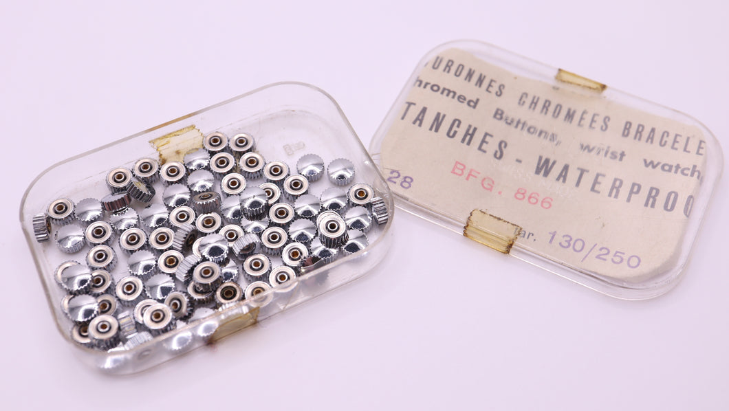 Chrome Watch Crowns - BFG 866 - Boxed Set NOS-Welwyn Watch Parts