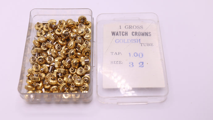 Gold Plated Watch Crown - Tap 10 - 5.70mm NOS - Pack x 5-Welwyn Watch Parts