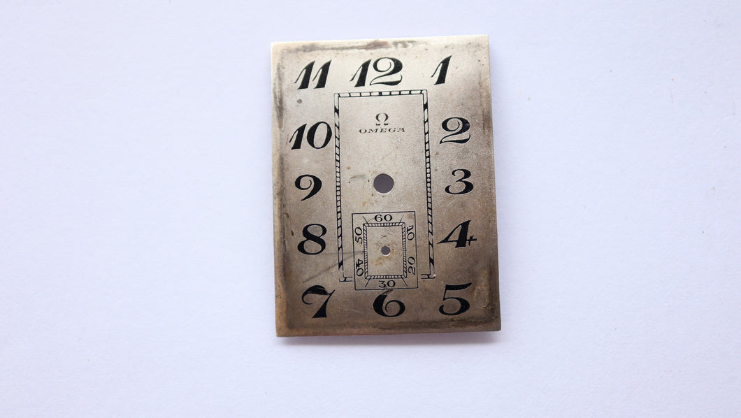 Omega - Vintage Rectangular Silvered Dial - 21x28mm-Welwyn Watch Parts
