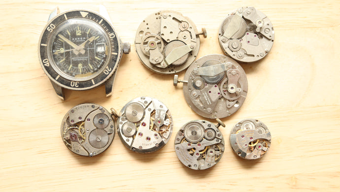 Mixed Lot of Watch Movements + Divers - Used/Spares-Welwyn Watch Parts